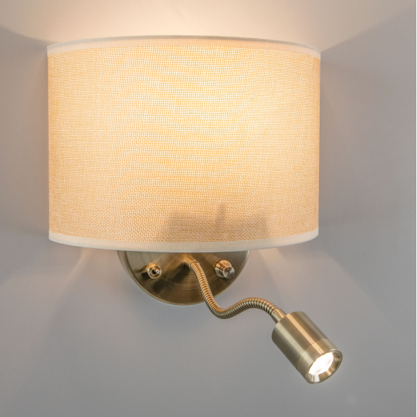 Citilux Декарт CL704306 Бра с бежевым абажуром и диммером Citilux Декарт CL704306 Бра с бежевым абажуром и диммером