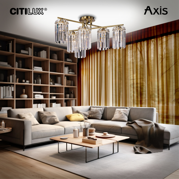 Citilux AXIS CL313263 Люстра хрустальная потолочная Бронза Citilux AXIS CL313263 Люстра хрустальная потолочная Бронза