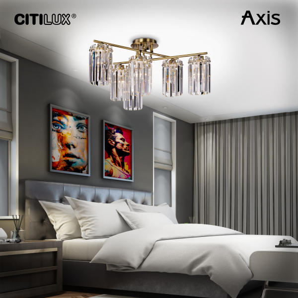 Citilux AXIS CL313263 Люстра хрустальная потолочная Бронза Citilux AXIS CL313263 Люстра хрустальная потолочная Бронза