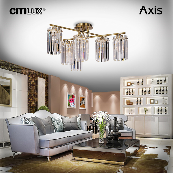 Citilux AXIS CL313263 Люстра хрустальная потолочная Бронза Citilux AXIS CL313263 Люстра хрустальная потолочная Бронза