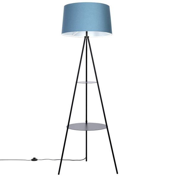 Citilux Рейнер CL806023 Торшер чёрный со столиком и синим абажуром Citilux Рейнер CL806023 Торшер чёрный со столиком и синим абажуром