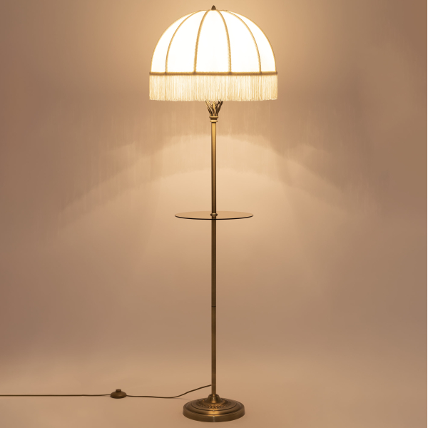 Citilux Базель CL407931T Торшер бронза со столиком и бежевым абажуром Citilux Базель CL407931T Торшер бронза со столиком и бежевым абажуром
