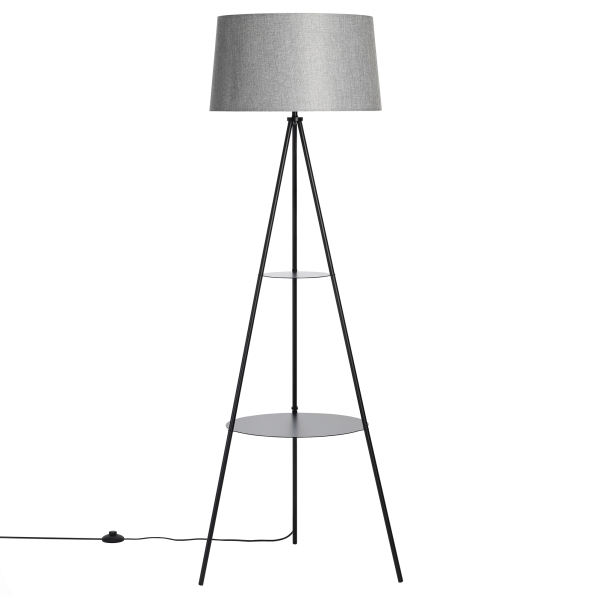 Citilux Рейнер CL806022 Торшер чёрный со столиком и серым абажуром Citilux Рейнер CL806022 Торшер чёрный со столиком и серым абажуром