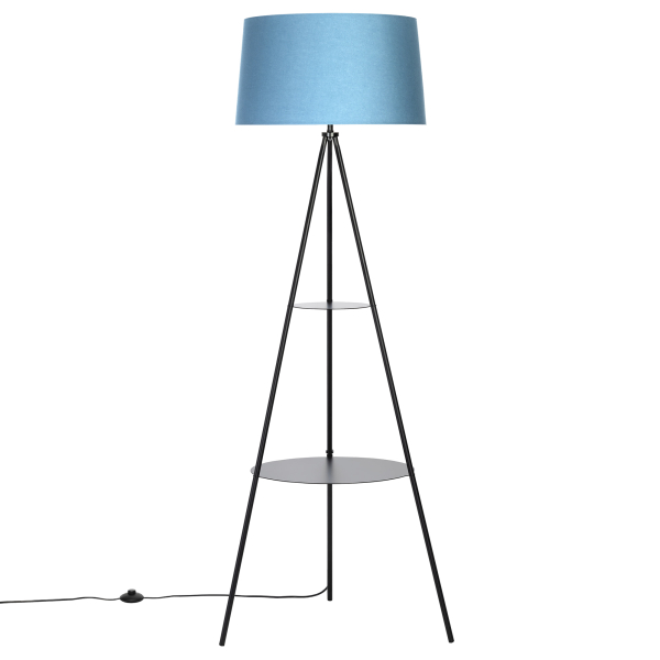 Citilux Рейнер CL806023 Торшер чёрный со столиком и синим абажуром Citilux Рейнер CL806023 Торшер чёрный со столиком и синим абажуром