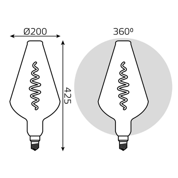 Лампа светодиодная филаментная Gauss E27 8,5W 2000K янтарная 180802105