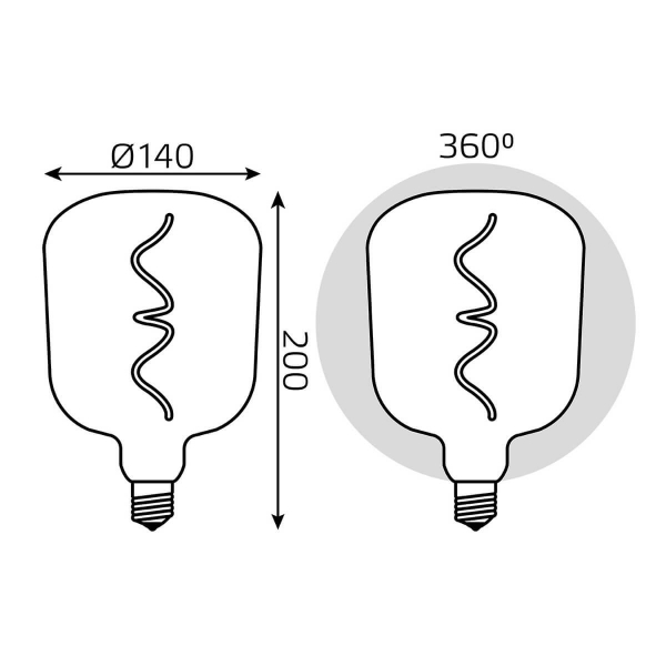 Лампа светодиодная филаментная Gauss E27 5W 1800K черная 1008802105