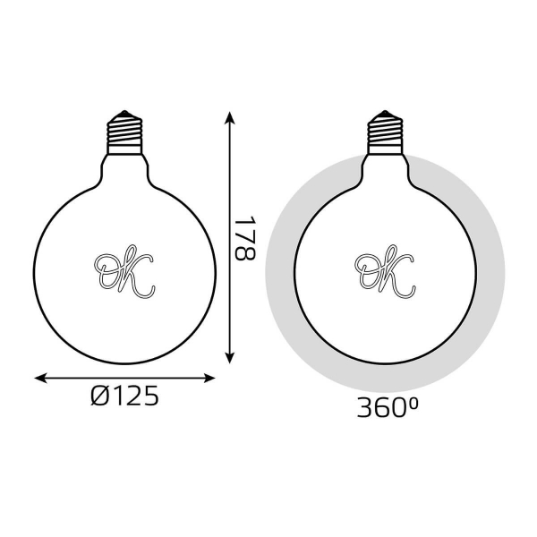 Лампа светодиодная филаментная Gauss E27 2,5W 2000K золотая 176802003