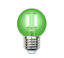 Лампа светодиодная филаментная Uniel E27 5W зеленая LED-G45-5W/GREEN/E27 GLA02GR UL-00002988