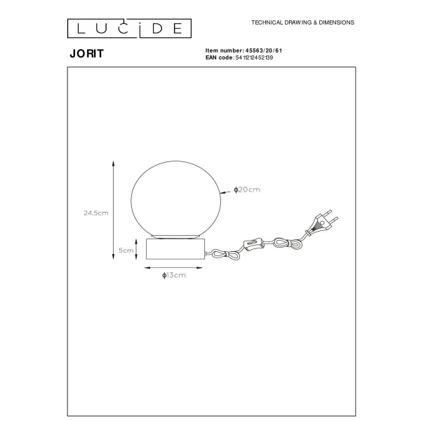 Настольная лампа Lucide Jorit 45563/20/61