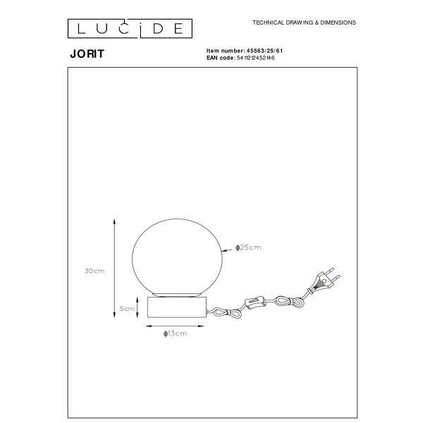 Настольная лампа Lucide Jorit 45563/25/61