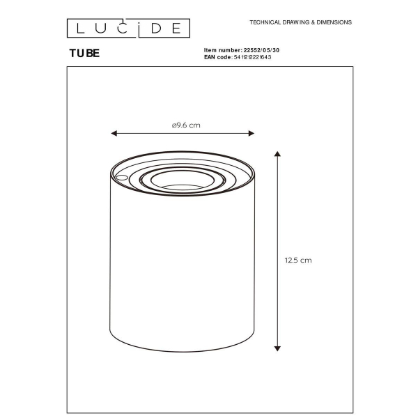 Настольная лампа Lucide Tube 22552/05/30 Настольная лампа Lucide Tube 22552/05/30