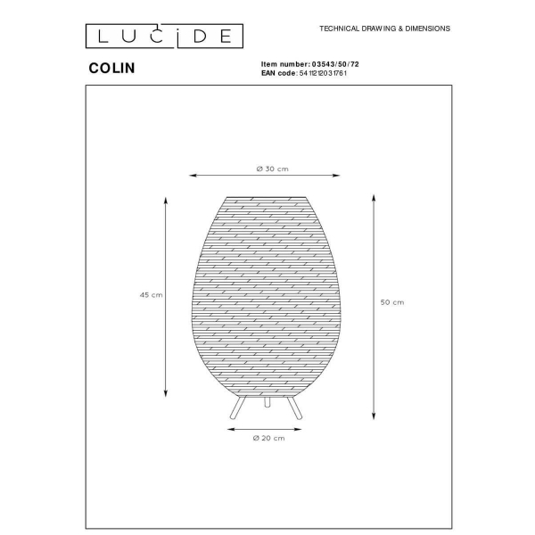 Настольная лампа Lucide Colin 03543/50/72