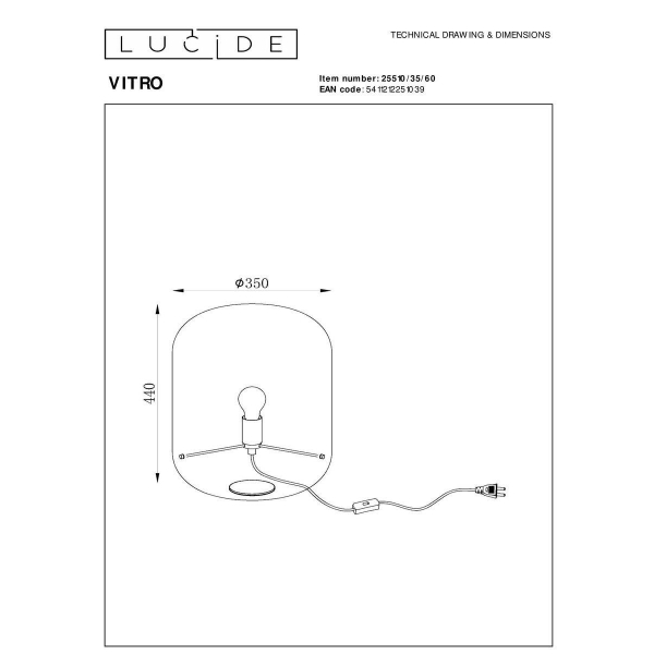 Настольная лампа Lucide Vitro 25510/35/60