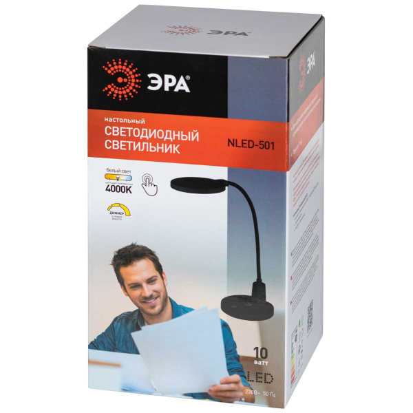 Настольная лампа ЭРА NLED-501-10W-BK Б0059840