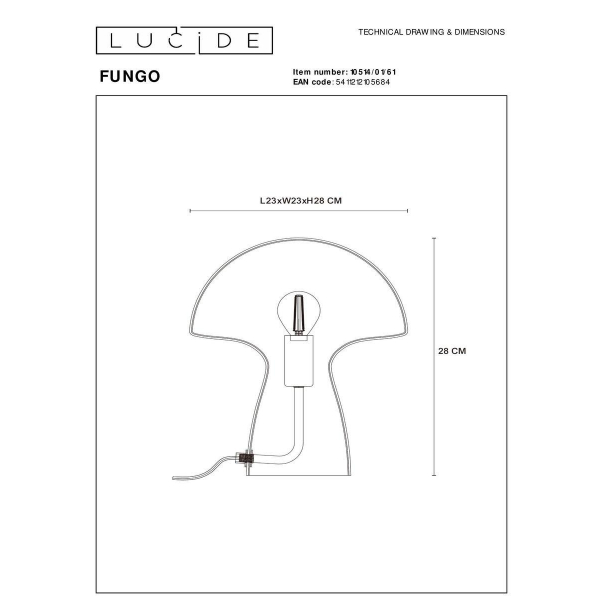 Настольная лампа Lucide Fungo 10514/01/61