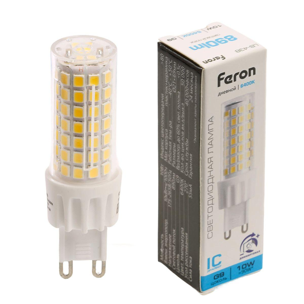 Лампа светодиодная диммируемая Feron LB-438 G9 10W 6400K 51743