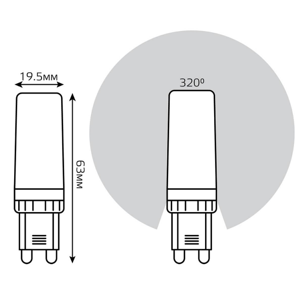 Лампа светодиодная диммируемая Gauss G9 5,5W 3000К прозрачная 107309155-D