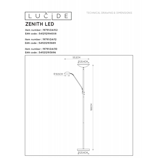 Торшер Lucide Zenith 19791/24/02