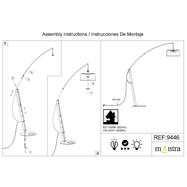 Торшер Mantra Ruti Ricca 9446+9448
