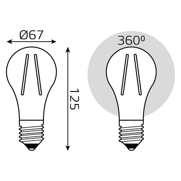 Лампа светодиодная филаментная Gauss E27 30W 2700K прозрачная 102902130