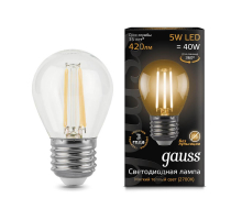 Лампа светодиодная филаментная Gauss E27 5W 2700K прозрачная 105802105