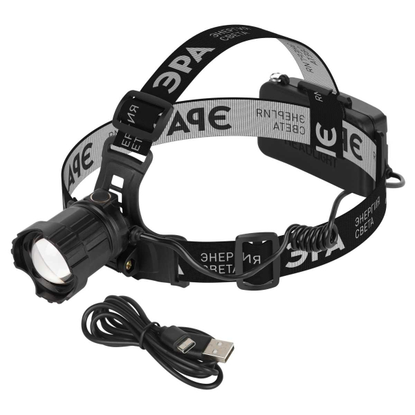 Фонарь налобный светодиодный ЭРА GA-815 Laser Wick аккумуляторный 10 Bт 3 режима USB type C Б0069578