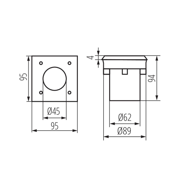 Грунтовый светильник Kanlux GORDO N 1W CW-L-SR 18192