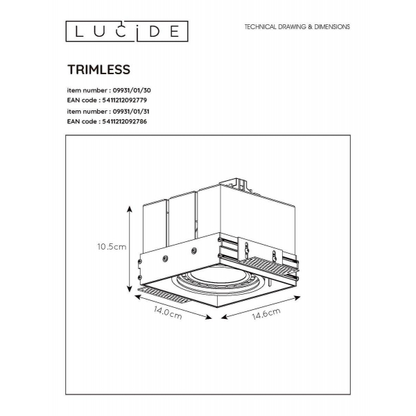 Встраиваемый светильник Lucide Trimless 09931/01/30