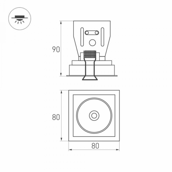 Встраиваемый светодиодный светильник Arlight CL-Simple-S80x80-9W Warm3000 026874