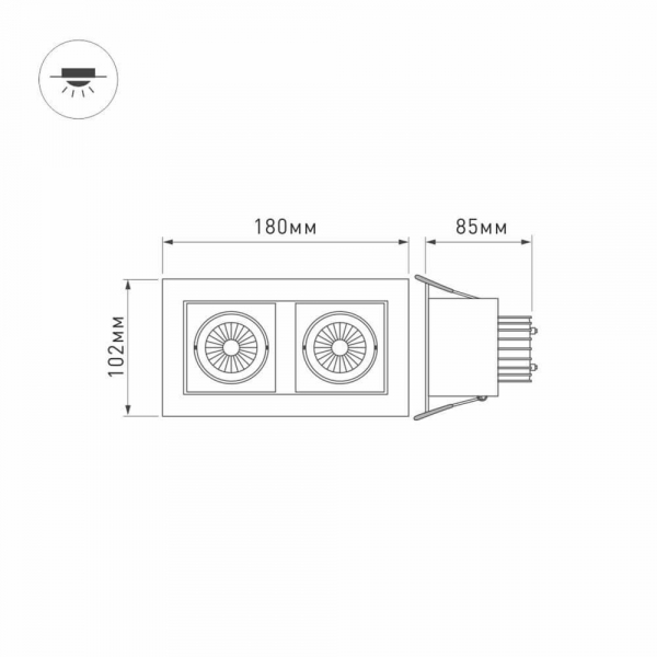 Встраиваемый светодиодный светильник Arlight CL-Kardan-S180x102-2x9W Warm 024127