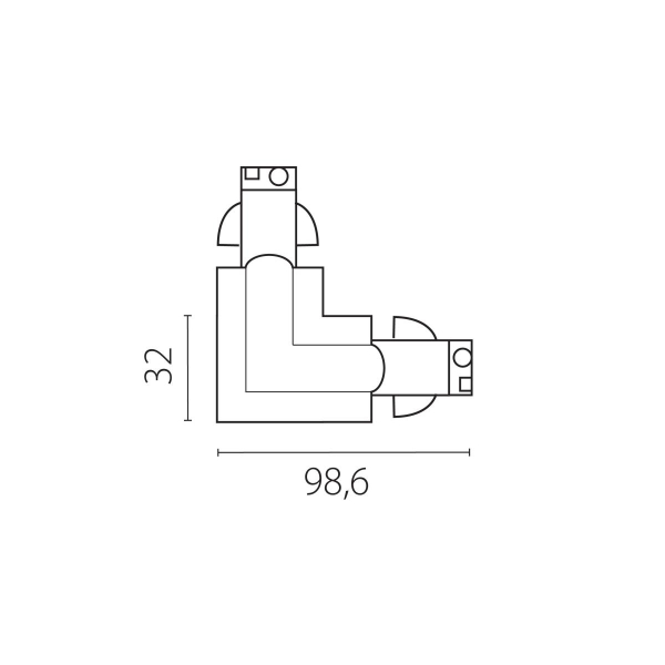 Соединение угловое перекидное с подводом питания к треку 5040xx-(F)/(R) Quattro Lightstar 504127-FRPS