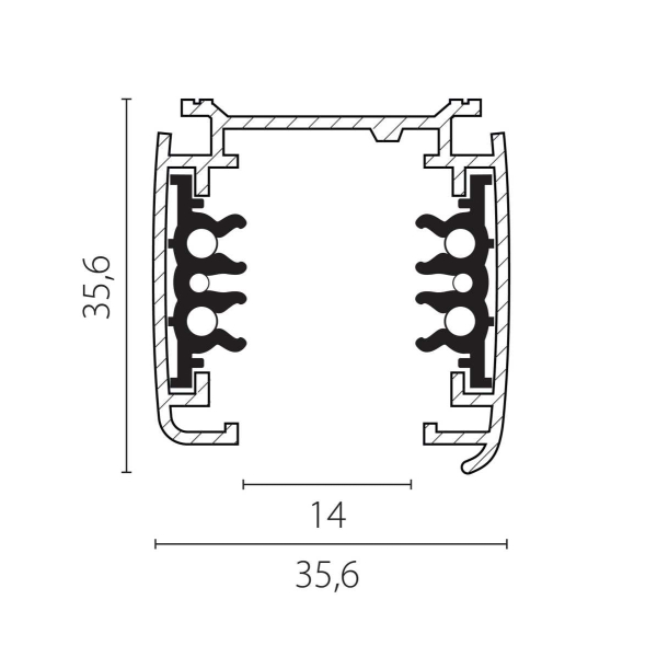 Трек шестиконтактный 3-фазный со стыковочными пазами, 2м Quattro/DALI/ Lightstar 504025-DALI