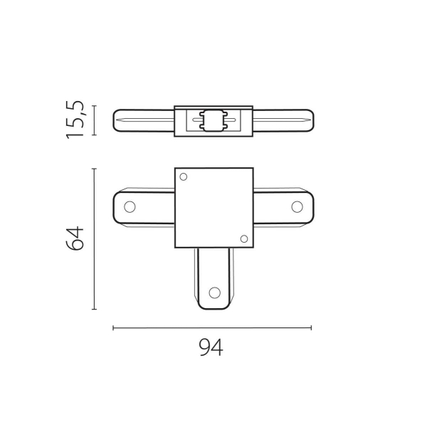 Соединитель T-образный однофазный к 50202X-P, 50203X-P Lightstar Barra 502137-P