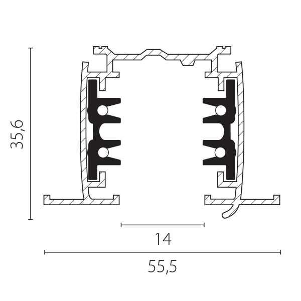 Трек четырехконтактный 3-фазный встраиваемый со стыковочными пазами (круглые медные жилы) 3м Quattro Lightstar 503035-R