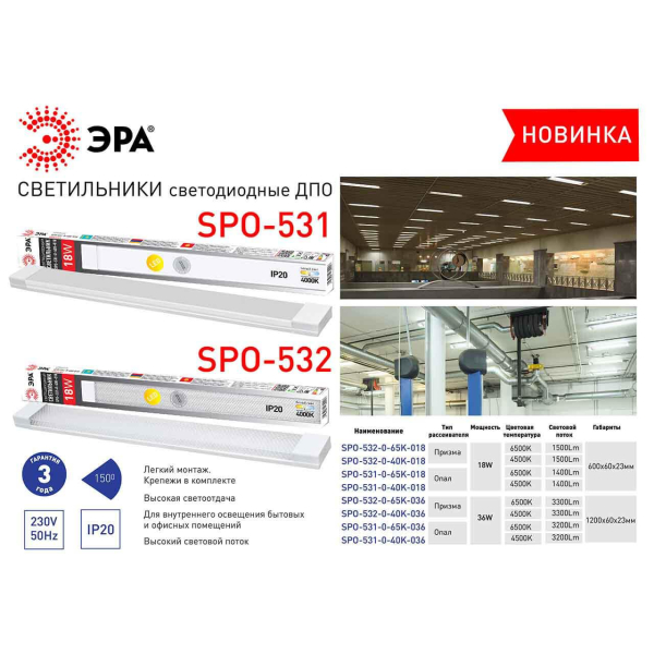 Потолочный светодиодный светильник ЭРА SPO-531-0-40K-018 Б0045366 Потолочный светодиодный светильник ЭРА SPO-531-0-40K-018 Б0045366