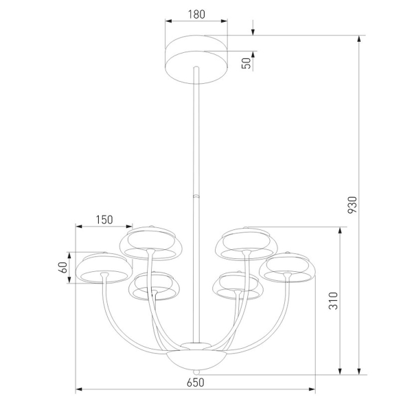 Подвесная светодиодная люстра Eurosvet Fungo 50388 LED черный Подвесная светодиодная люстра Eurosvet Fungo 50388 LED черный