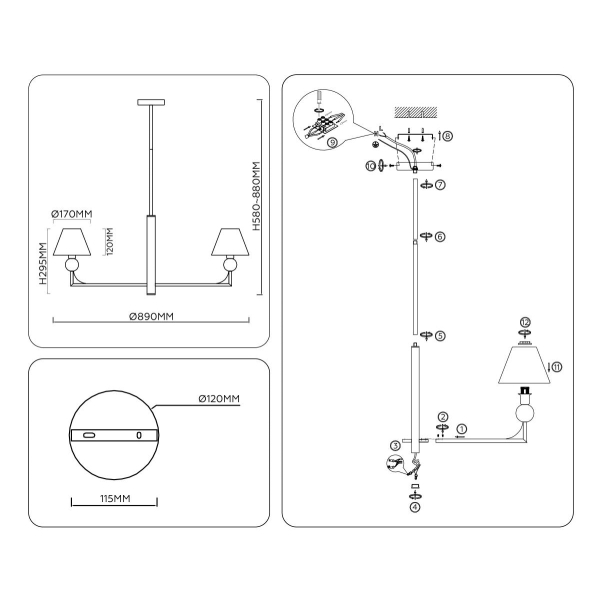 Люстра на штанге Ambrella light High light LH75162 Люстра на штанге Ambrella light High light LH75162