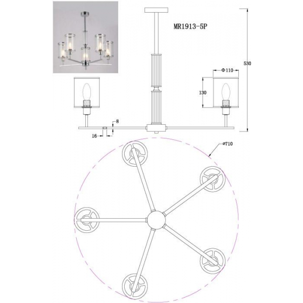 Подвесная люстра MyFar Alen MR1913-5P