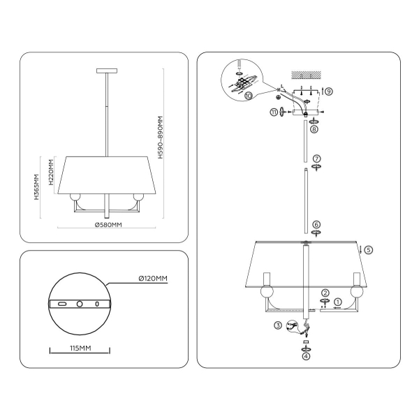 Люстра на штанге Ambrella light High light LH75150 Люстра на штанге Ambrella light High light LH75150