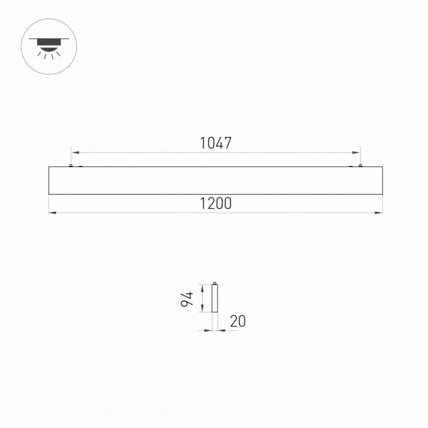 Подвесной светодиодный светильник Arlight Alt-Lineair-Flat-Updown-Dim-S2094-1200-40W Warm3000 031530