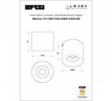 Потолочный светодиодный светильник iLedex Metrica 113-12W-D100-4000K-24DG-BK