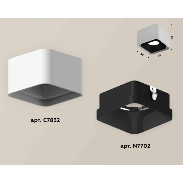 Комплект накладного светильника Ambrella light Techno Spot XS7832002 SWH/SBK белый песок/черный песок (C7832, N7702)