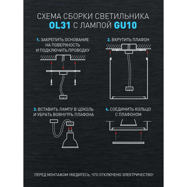 Настенно-потолочный светильник ЭРА OL31 BK Б0056374