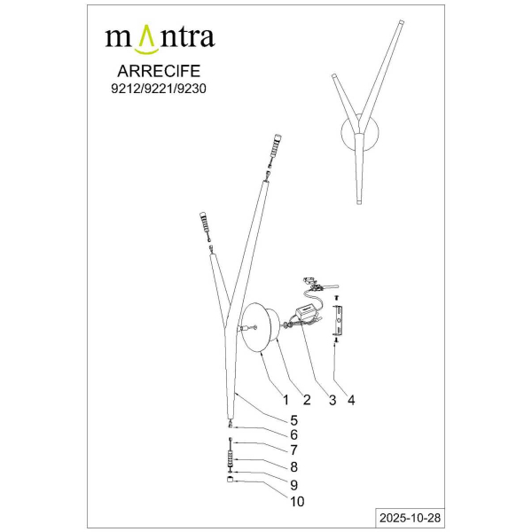 Настенный светильник Mantra Arrecife 9230