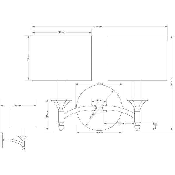 Настенный светильник KUTEK DECOR ABAŻUR DEC-K-2(P/A)