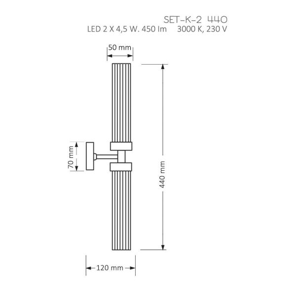 Настенный светильник KUTEK MOOD Seti SET-K-2(Z)II 440 Настенный светильник KUTEK MOOD Seti SET-K-2(Z)II 440