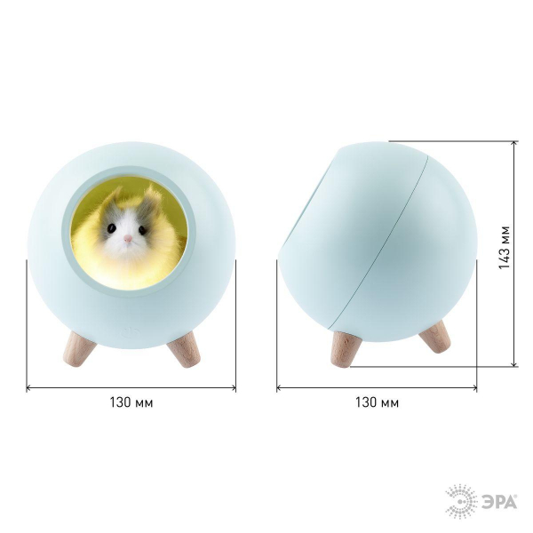 Светильник-ночник ЭРА Хомяк зеленый NLED-468-1W-GR Б0052817