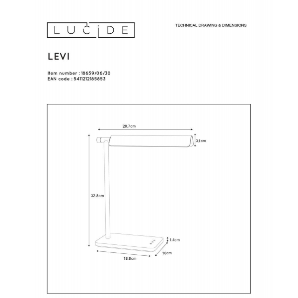 Настольная лампа Lucide Levi 18659/06/30