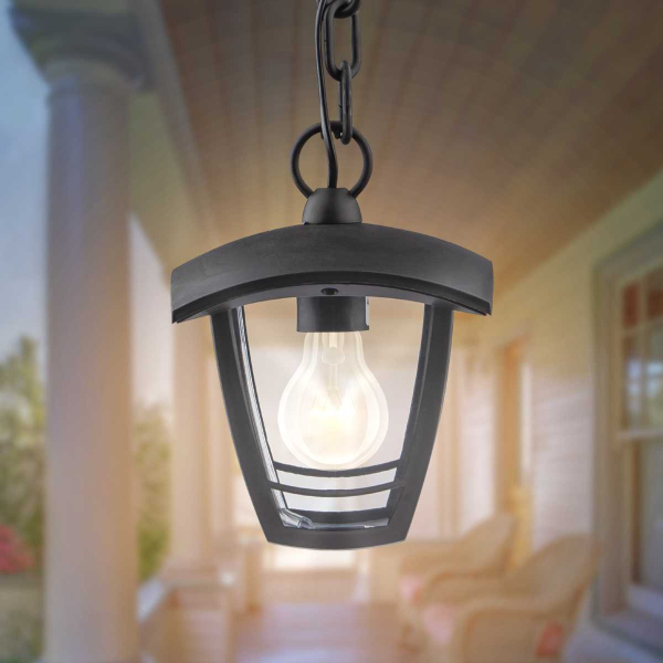 Садово-парковый светильник ЭРА «Марсель» НСУ 07-40-001 черный 4-гранный подвесной IP44 Е27 max60Вт Б0051193