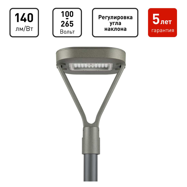 Светильник светодиодный садово-парковый ЭРА SPP-505-0-30K-050 50Вт 3000K IP65 серый Б0062697